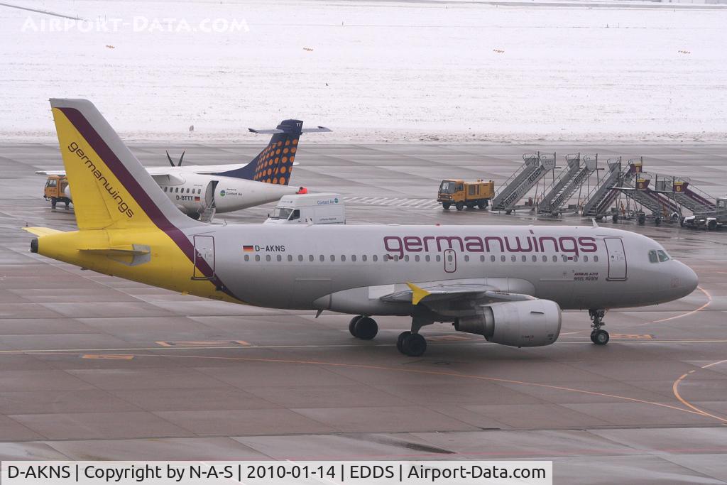 D-AKNS, 2000 Airbus A319-112 C/N 1277, Arriving on Stand