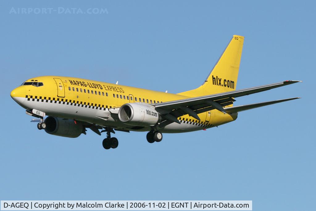 D-AGEQ, 1998 Boeing 737-75B C/N 28103, Boeing 737-75B at Newcastle Airport in 2006.