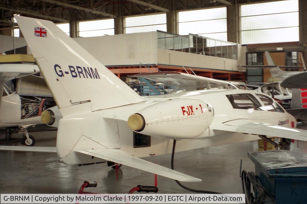 G-BRNM, 1989 Chichester-Miles Leopard C/N 002, Chichester-Miles Leopard at Cranfield Airport, UK in 1997. A 4 seat twin jet powered light aircraft, designed by a former BAe Chief Research Engineer, it first flew in December 1988.