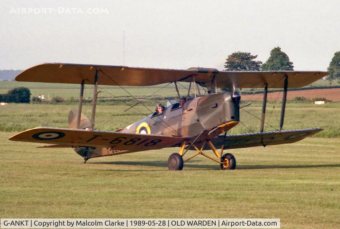 G-ANKT, 1942 De Havilland DH-82A Tiger Moth II C/N 85087, De Havilland DH-82A Tiger Moth II. As T6818 of the RAF on De Havilland Day at the Shuttleworth Trust, Old Warden in 1989.