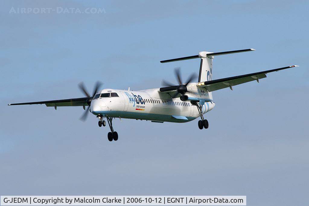 G-JEDM, 2003 De Havilland Canada DHC-8-402Q Dash 8 C/N 4077, De Havilland Canada DHC-8-402Q Dash 8 on approach to 25 at Newcastle Airport in 2006.
