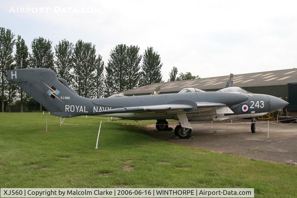 XJ560, De Havilland DH-110 Sea Vixen FAW.2 C/N 10042, Hawker Siddeley DH-110 Sea Vixen FAW2. At the Newark Air Museum, Winthorpe in 2006.