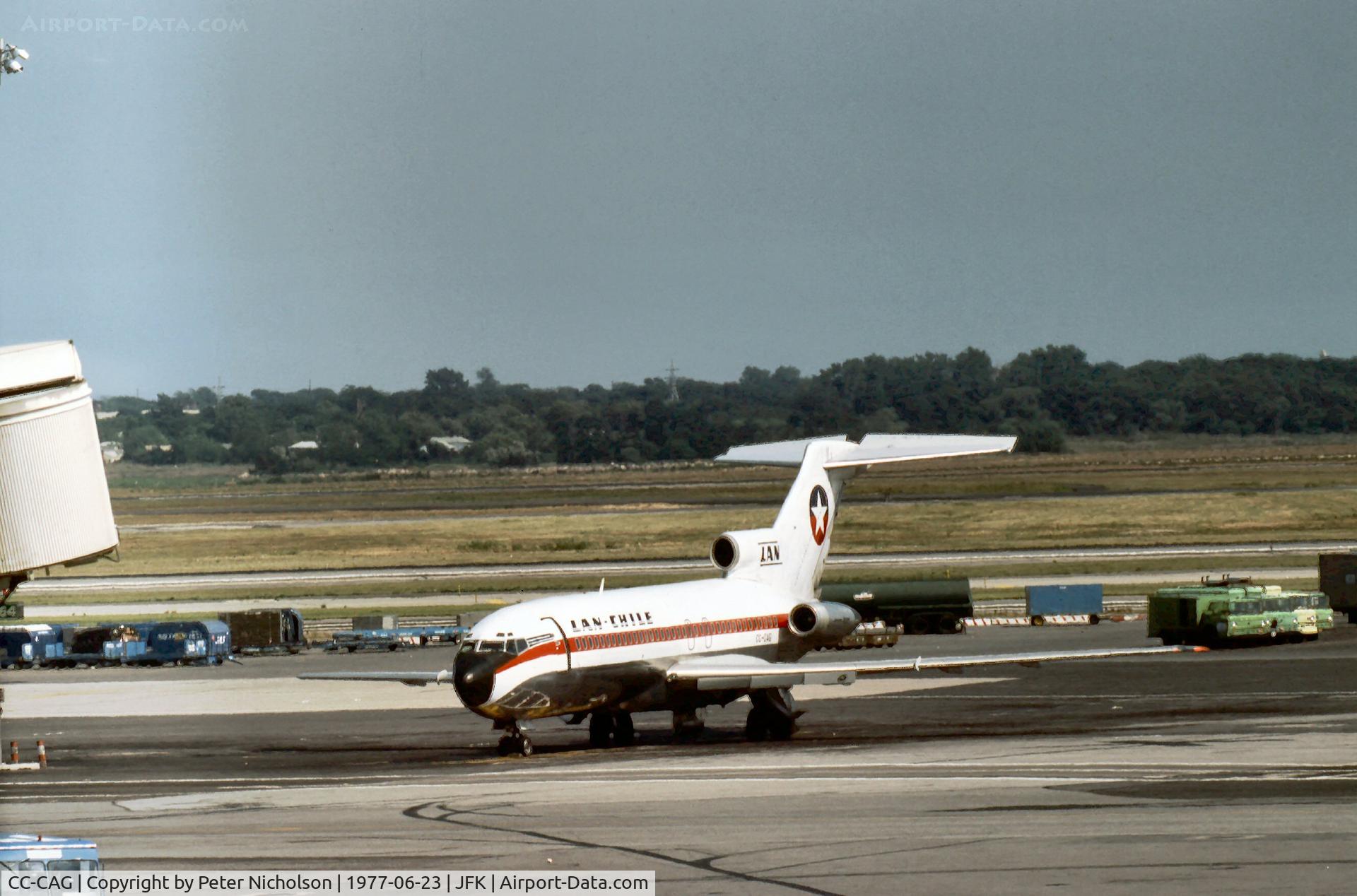 CC-CAG, 1967 Boeing 727-116 C/N 19811, Boeing 727-116 of LAN Chile at Kennedy in the Summer of 1977.