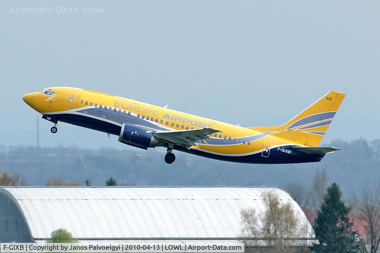 F-GIXB, 1990 Boeing 737-33A(QC) C/N 24789, Europe Airpost Boeing B737-33A(QC) after take-off in LOWL/LNZ