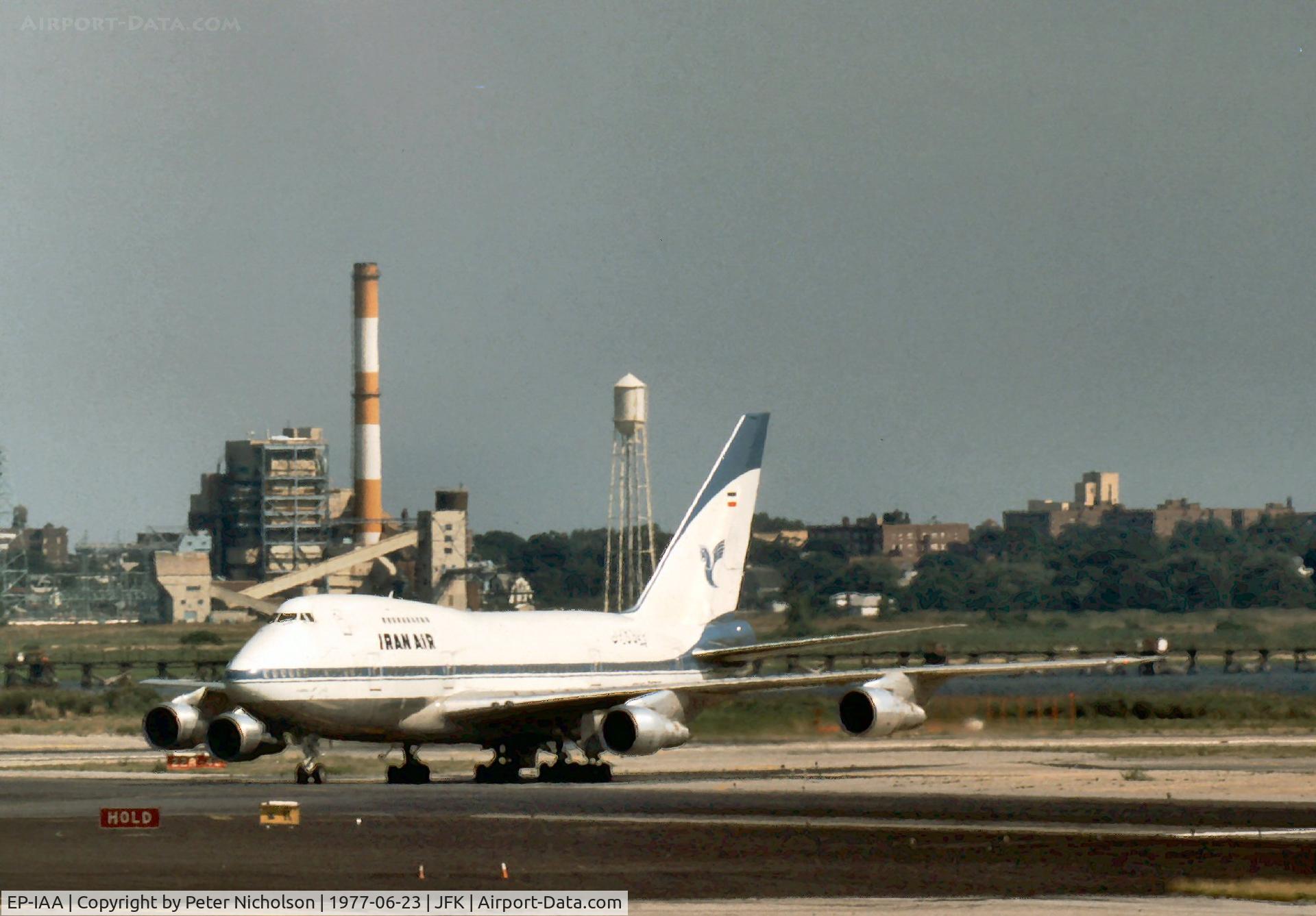EP-IAA, 1976 Boeing 747SP-86 C/N 20998/275, Special Performance Boeing 747 of Iran Air at Kennedy in the Summer of 1977.