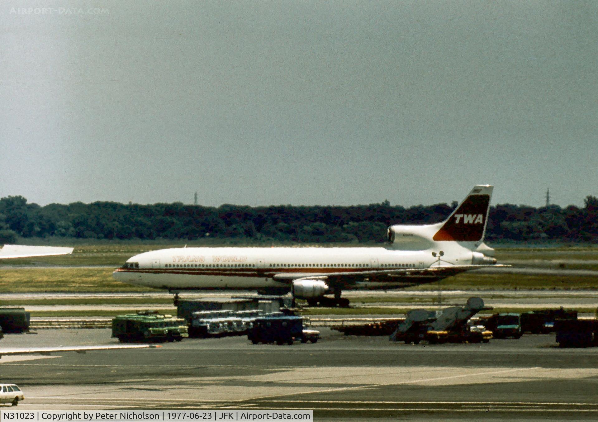 N31023, 1974 Lockheed L-1011-385-1 TriStar 50 C/N 193B-1080, Lockheed TriStar of Trans World Airways at Kennedy in the Summer of 1977.