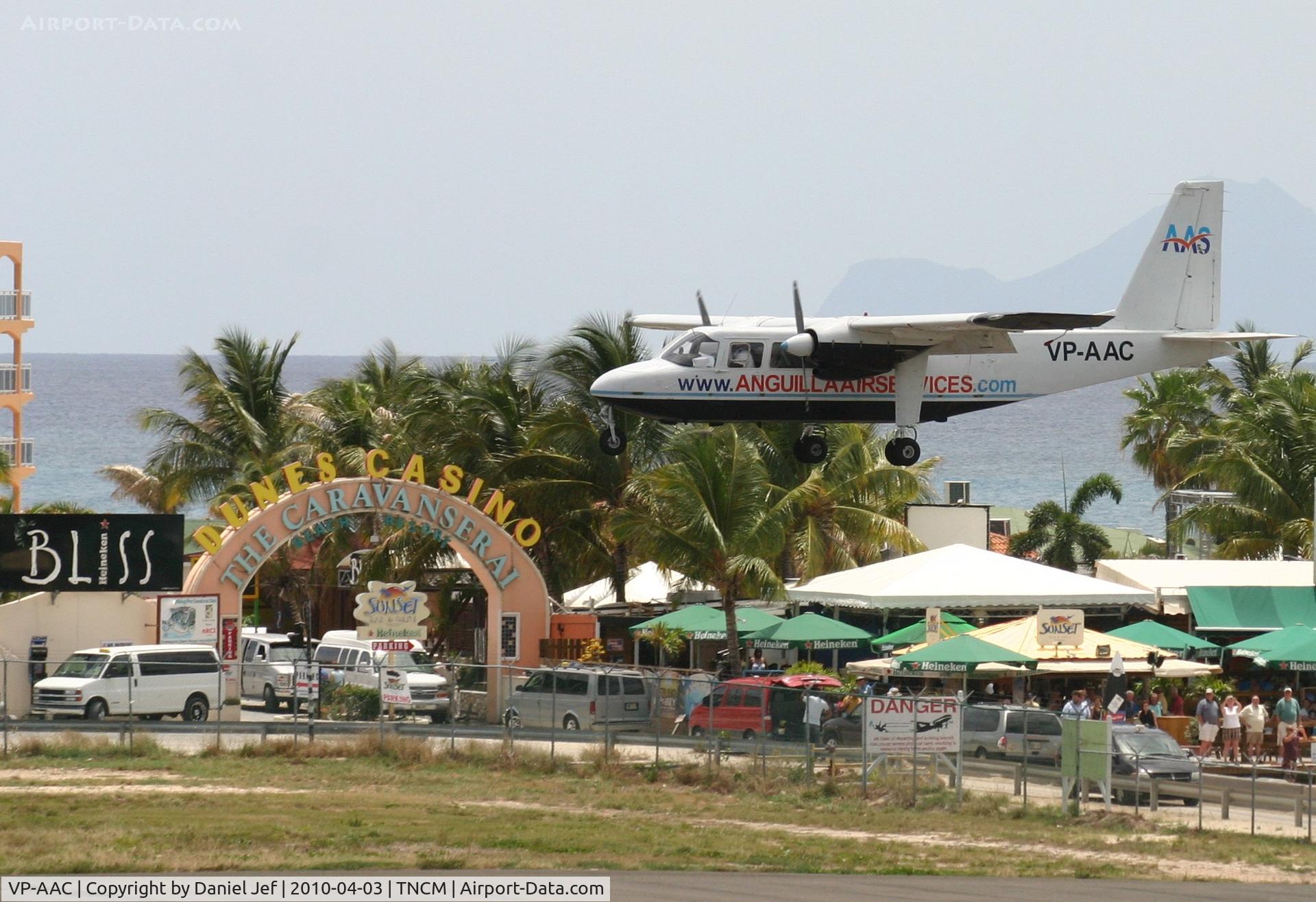 VP-AAC, 1981 Britten-Norman BN-2A-26 Islander C/N 919, VP-AAC landing at TNCM runway 10