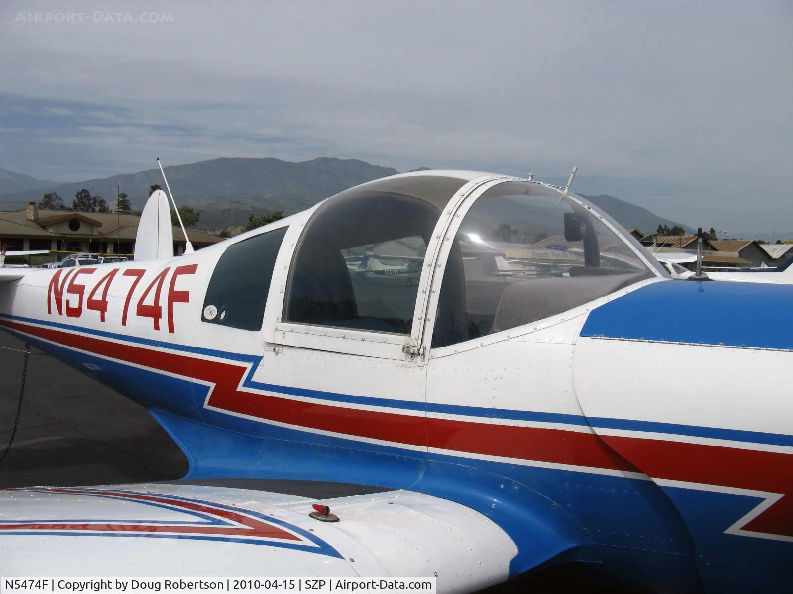 N5474F, 1968 Mooney A2a Cadet C/N B-274, 1968 Alon A-2A, Continental C90-16F 90 Hp, Revised, improved canopy with more headroom than original ERCO Ercoupe 415- canopies. Mis-registered as an ALON-Mooney built 38 from B-261-B298.