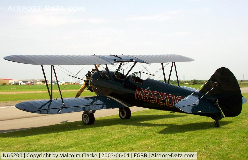N65200, 1941 Boeing A75N1(PT17) C/N 75-3817, Boeing PT-27 Kaydet (D75N1) at Breighton Airfield in 2003.