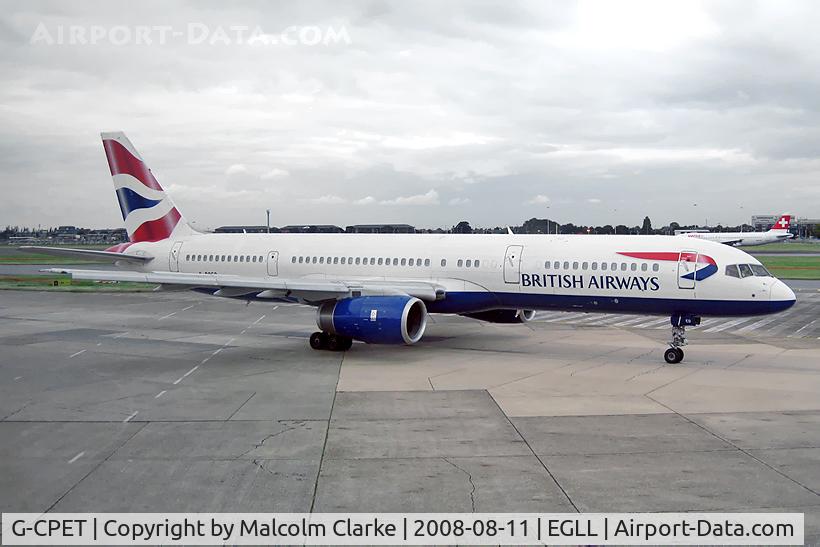 G-CPET, 1998 Boeing 757-236 C/N 29115, Boeing 757-236 at London Heathrow in 2008.