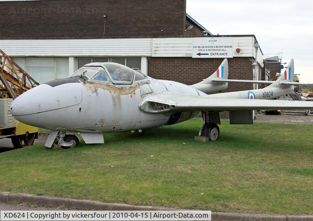 XD624, De Havilland DH-115 Vampire T.11 C/N 15449, RAF Millom Aviation and Military Museum. Millom, Cumbria.