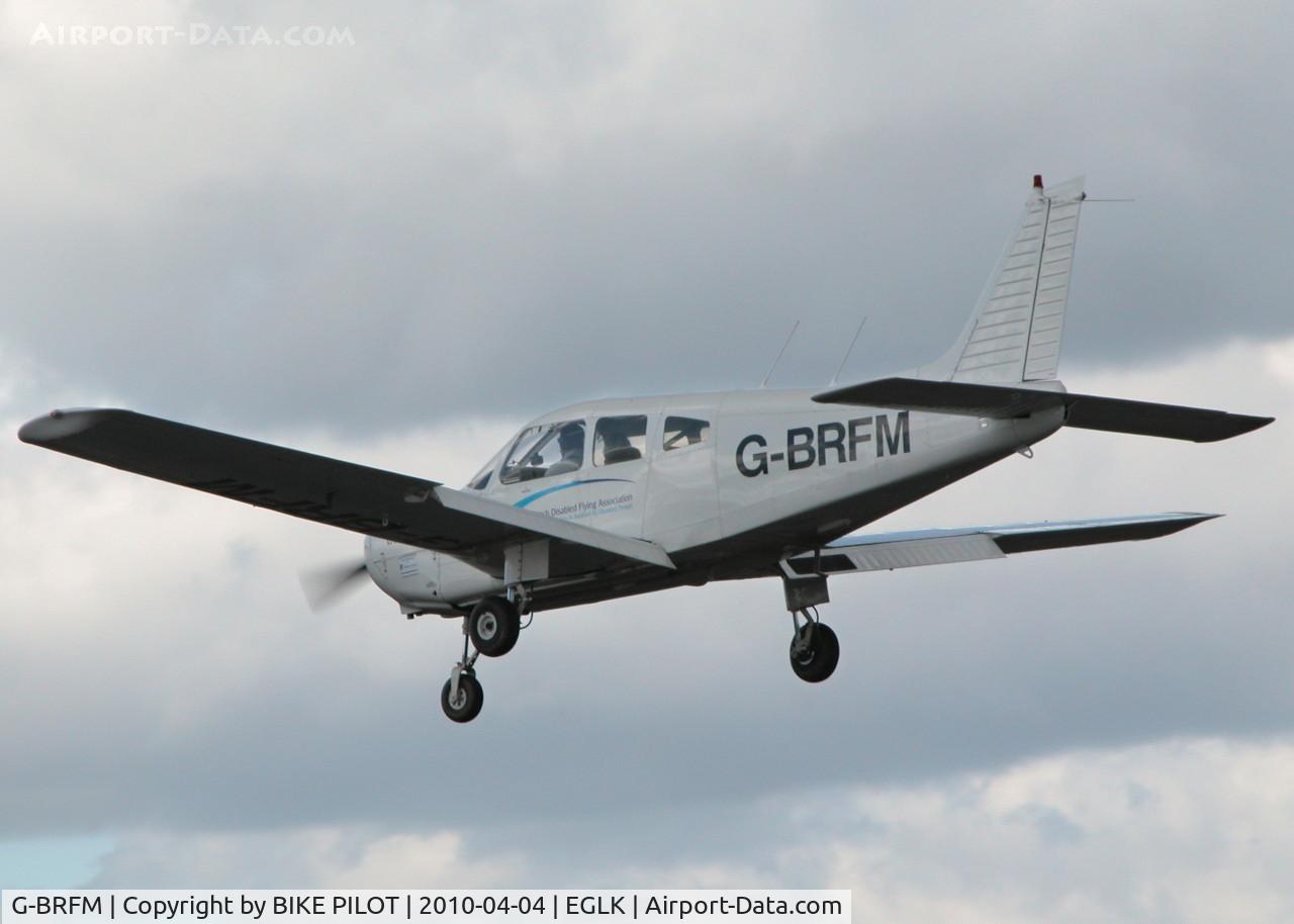 G-BRFM, 1979 Piper PA-28-161 C/N 287916279, BRITISH DISABLED FLYING ASSN. CHEROKEE ON FINALS RWY 25