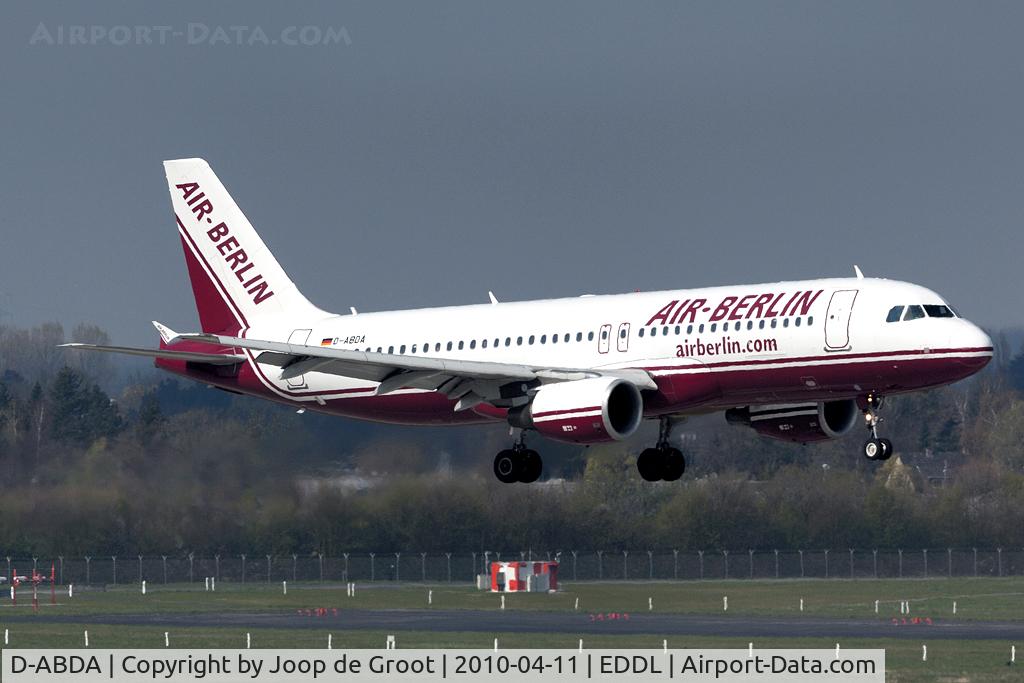 D-ABDA, 2005 Airbus A320-214 C/N 2539, arrival at Dusseldorf.