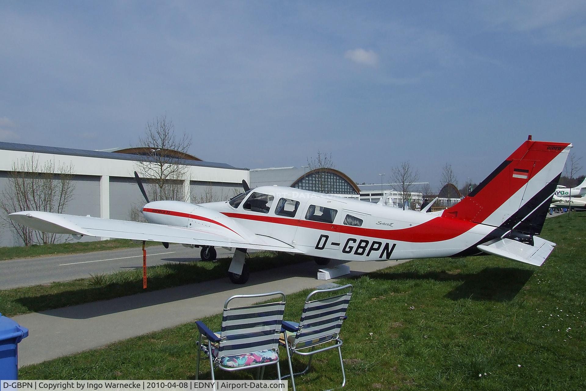 D-GBPN, 1977 Piper PA-34-200T Seneca II C/N 34-7770167, Piper PA34-200T Seneca II at the AERO 2010, Friedrichshafen