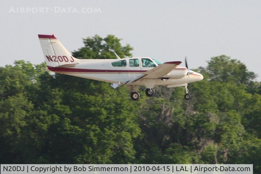 N20DJ, 1966 Beech C55 Baron (95-C55) C/N TE-191, Arriving at Lakeland, FL during Sun N Fun 2010.
