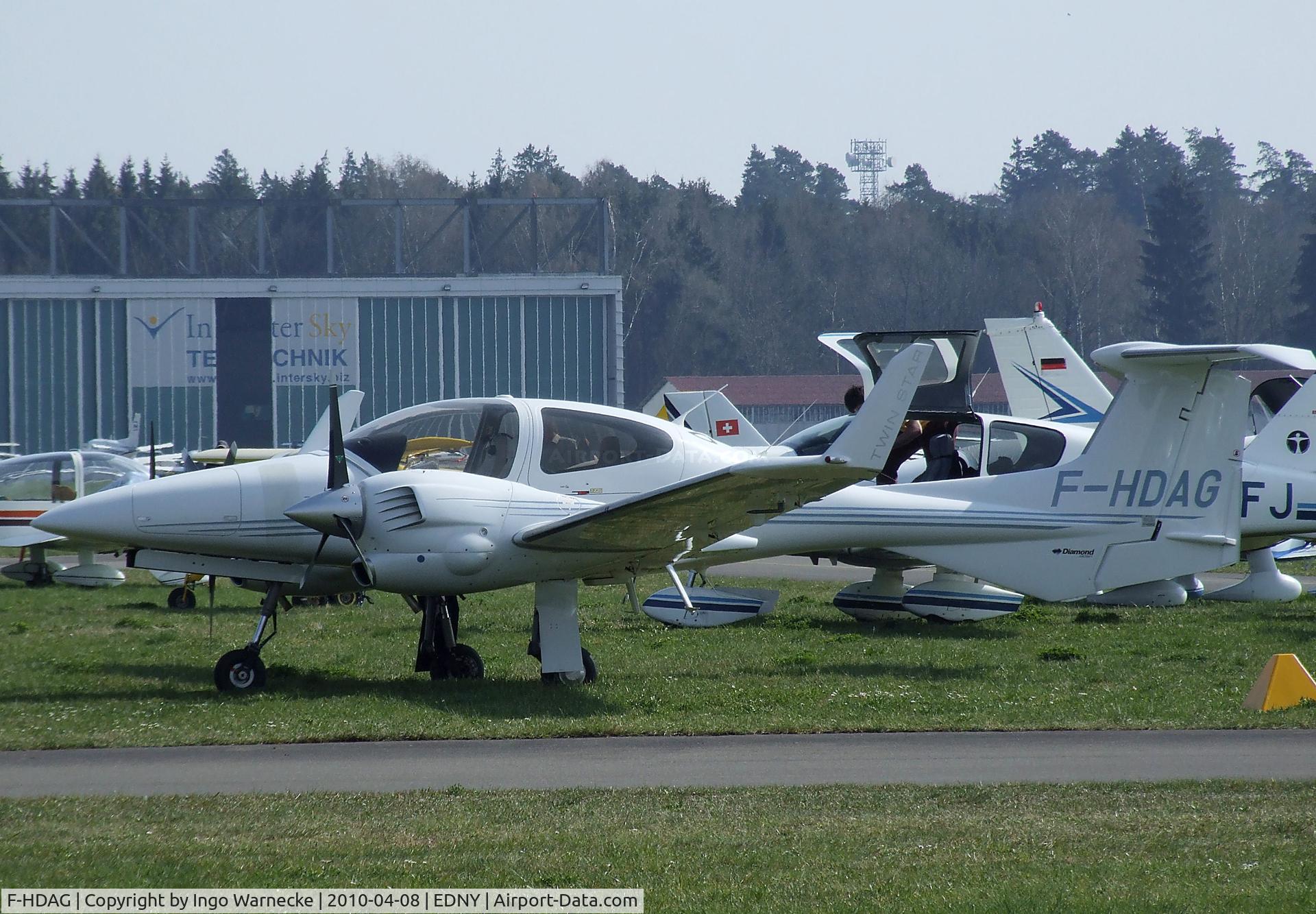 F-HDAG, Diamond DA-42 Twin Star C/N 42.195, Diamond DA-42 Twin Star at Friedrichshafen airport during the AERO 2010