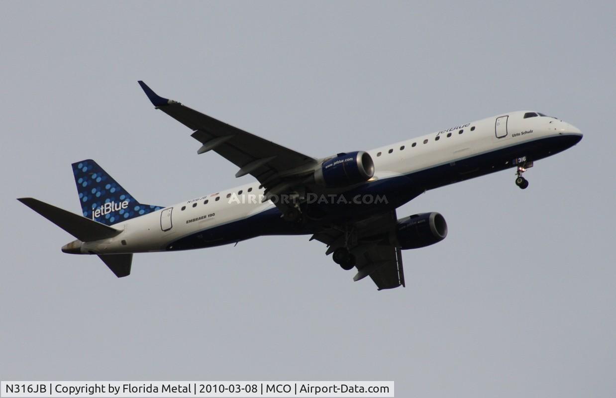 N316JB, Embraer ERJ-190-100 IGW 190AR C/N 19000292, Jet Blue E190