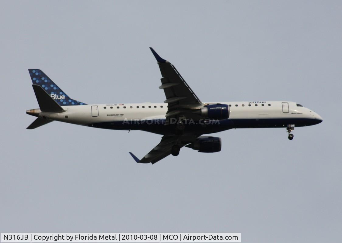 N316JB, Embraer ERJ-190-100 IGW 190AR C/N 19000292, Jet Blue E190
