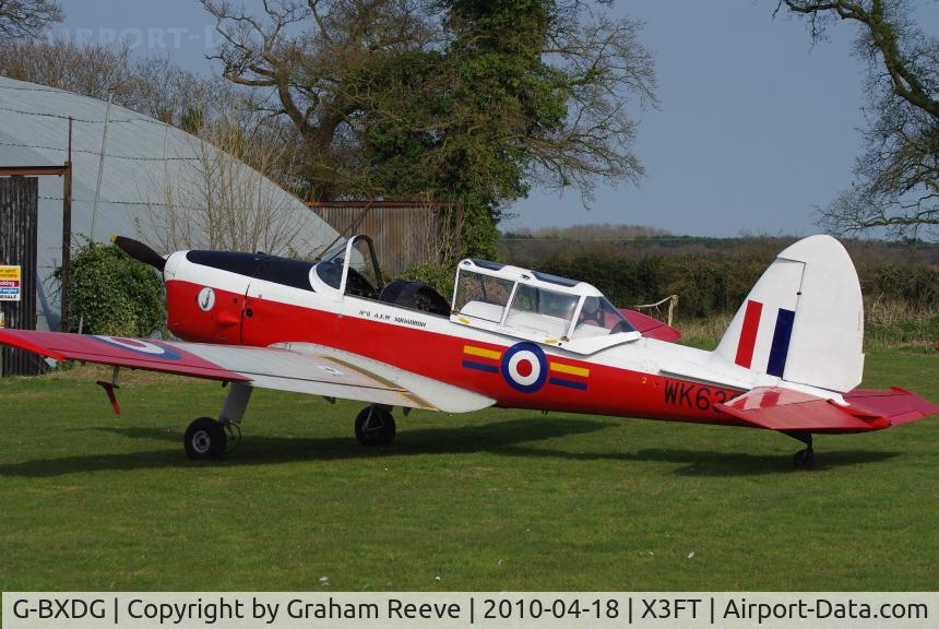 G-BXDG, 1950 De Havilland DHC-1 Chipmunk T.10 C/N C1/0644, Parked at Felthorpe, UK.