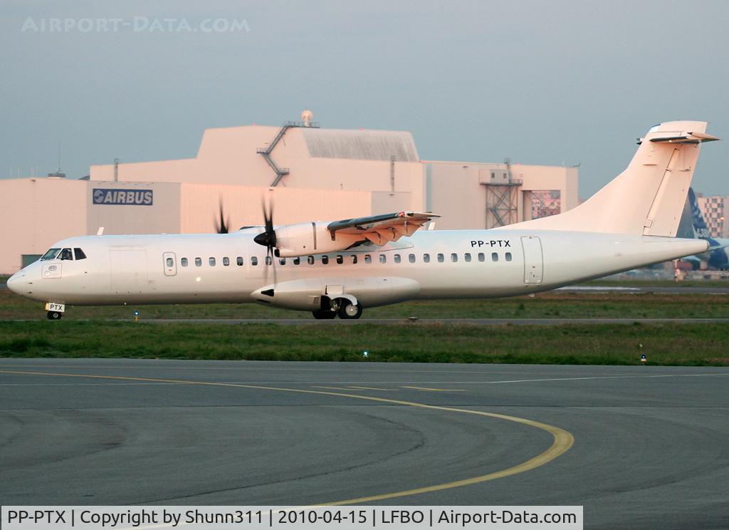 PP-PTX, 2001 ATR 72-212A C/N 666, Taxiing holding point rwy 32R for delivery flight to TRIP Linhas Aereas...