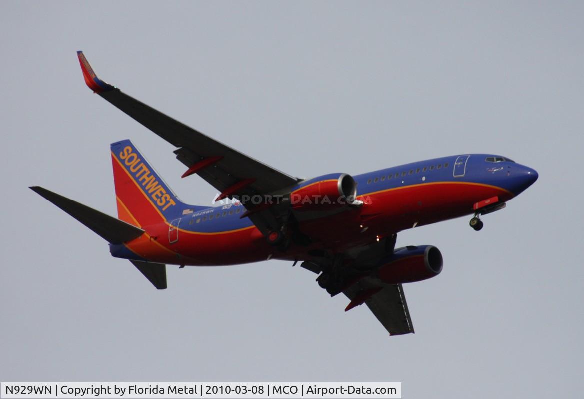 N929WN, 2008 Boeing 737-7H4 C/N 36631, Southwest 737-700
