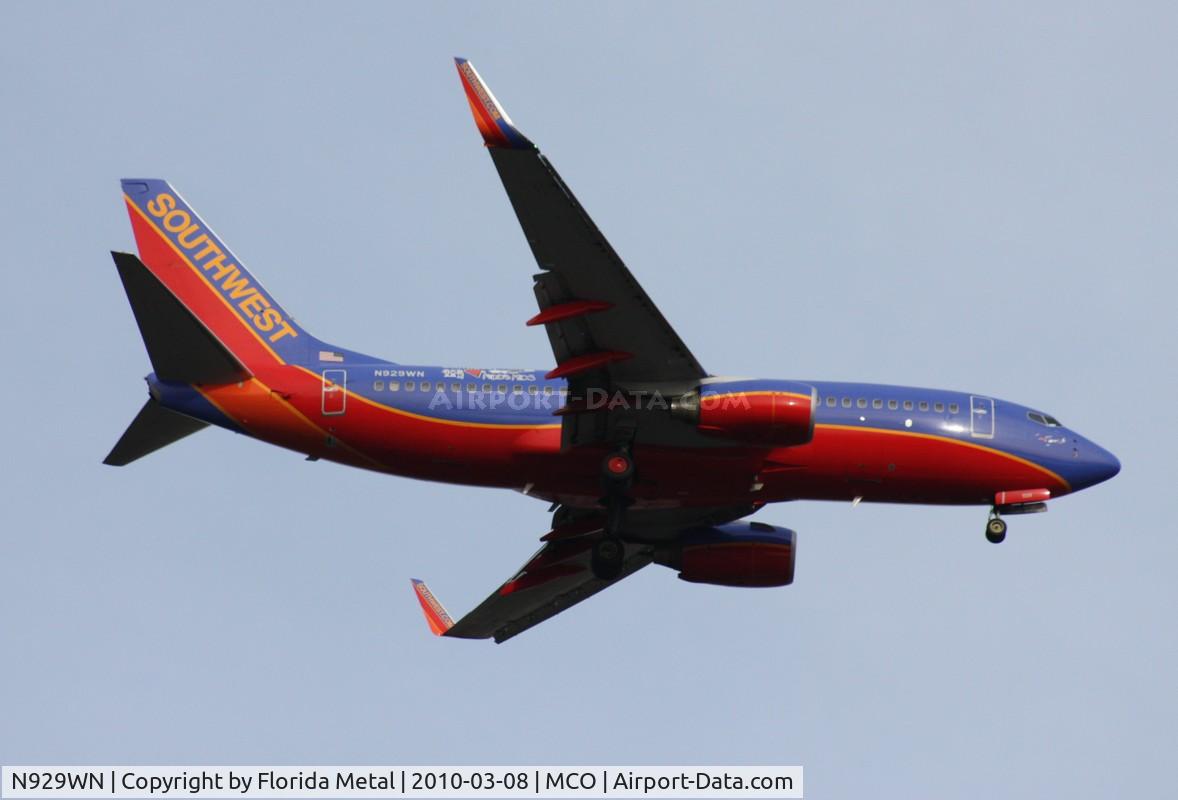 N929WN, 2008 Boeing 737-7H4 C/N 36631, Southwest 737-700