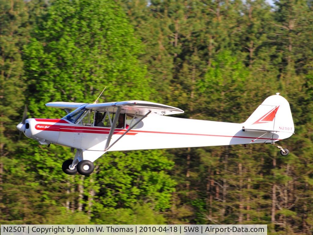 N250T, 1953 Piper PA-18-105 SPECIAL C/N 18-2364, Runway 4 low flyover