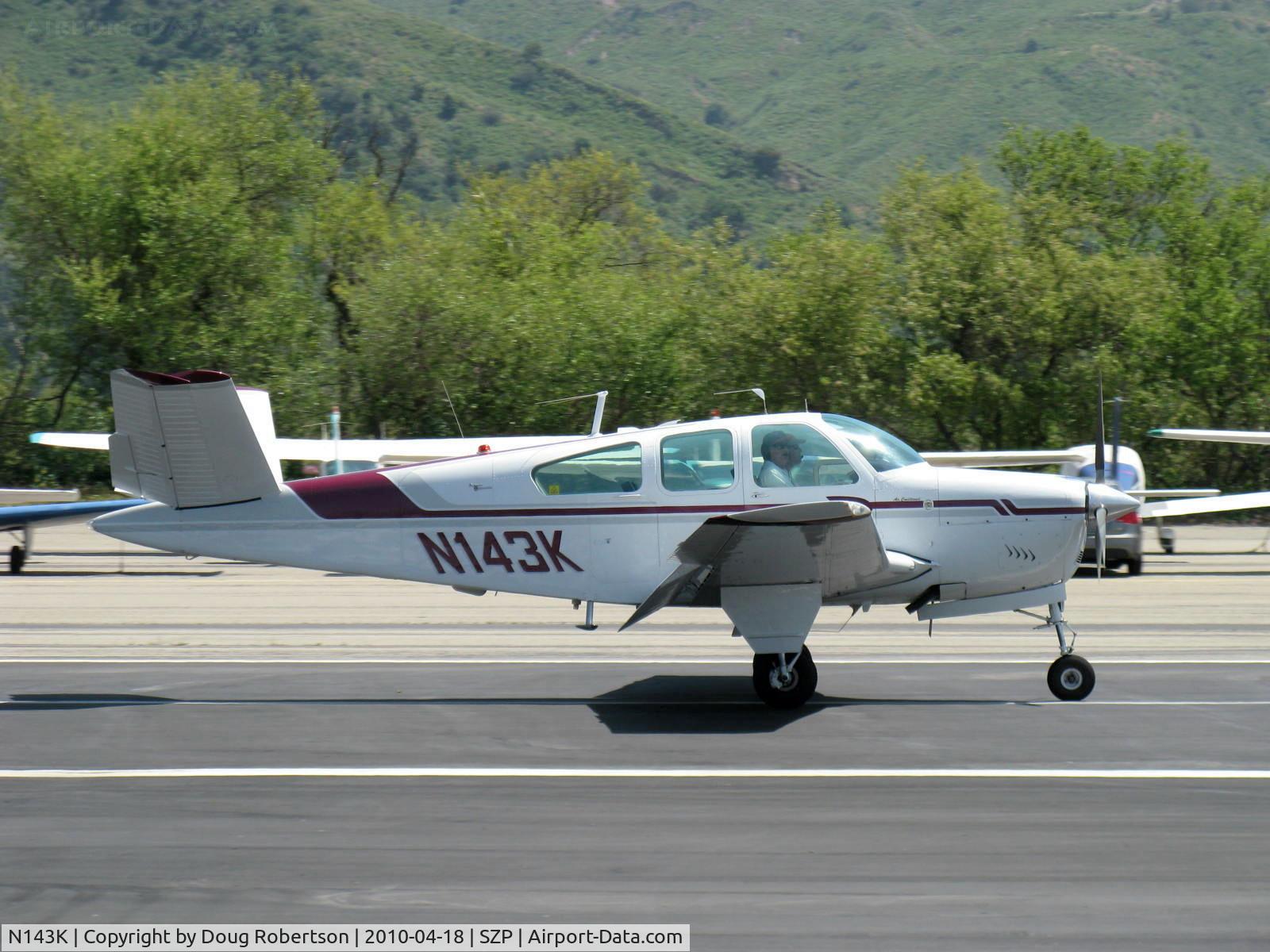 N143K, 1964 Beech S35 Bonanza C/N D-7664, 1964 Beech S35 BONANZA, Continental IO-520-B 285 Hp, landing roll Rwy 22