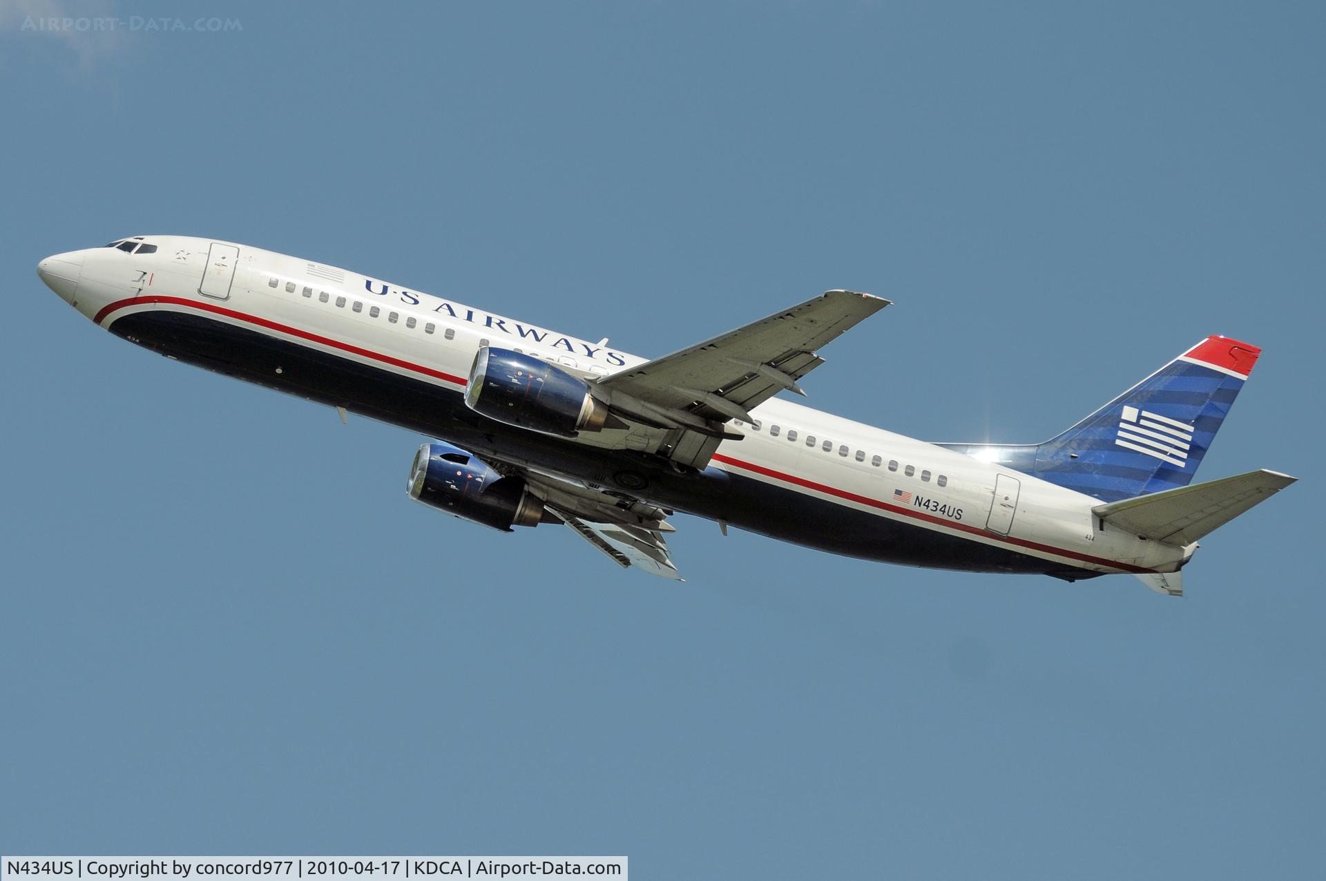 N434US, 1990 Boeing 737-4B7 C/N 24556, Seen at KDCA on 4/17/2010.