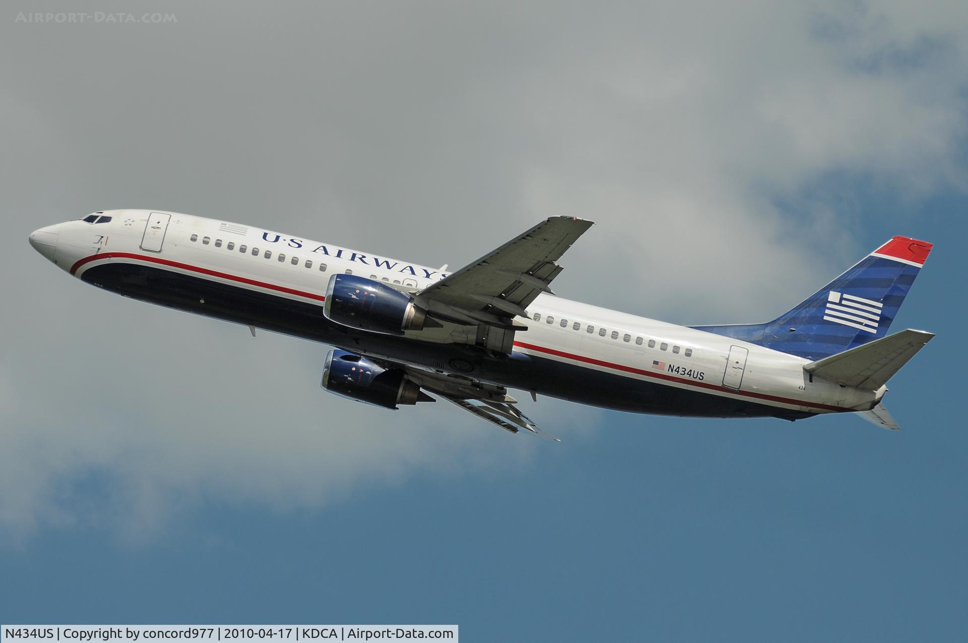 N434US, 1990 Boeing 737-4B7 C/N 24556, Seen at KDCA on 4/17/2010.