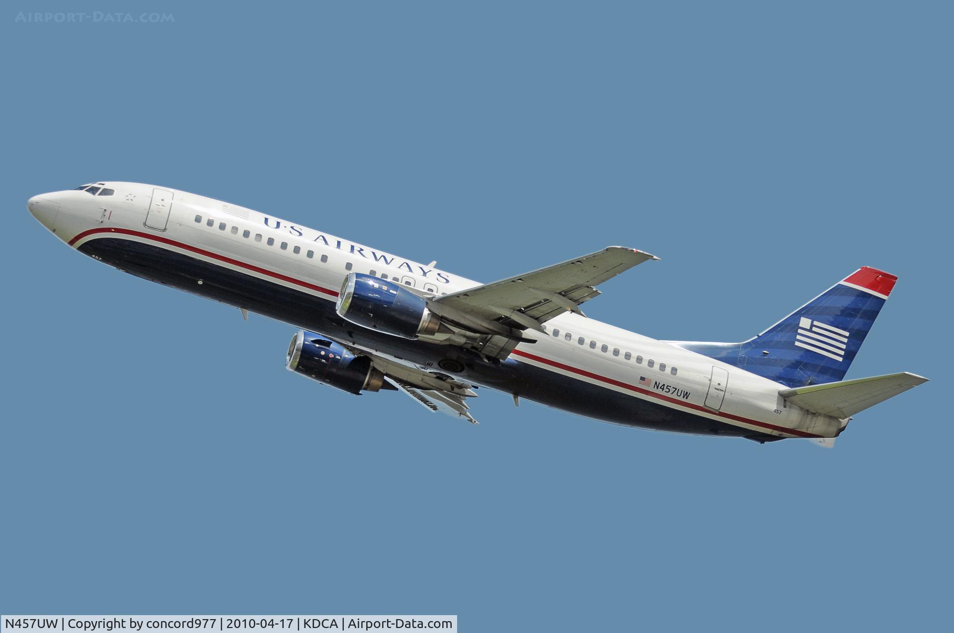 N457UW, 1991 Boeing 737-4B7 C/N 25021, Seen at KDCA on 4/17/2010.