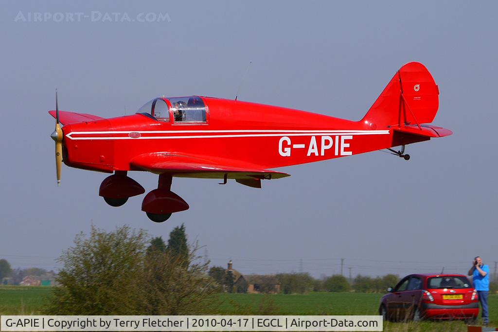 G-APIE, 1958 Tipsy Belfair C/N 535, at Fenland on a fine Spring day for the 2010 Vintage Aircraft Club Daffodil Fly-In