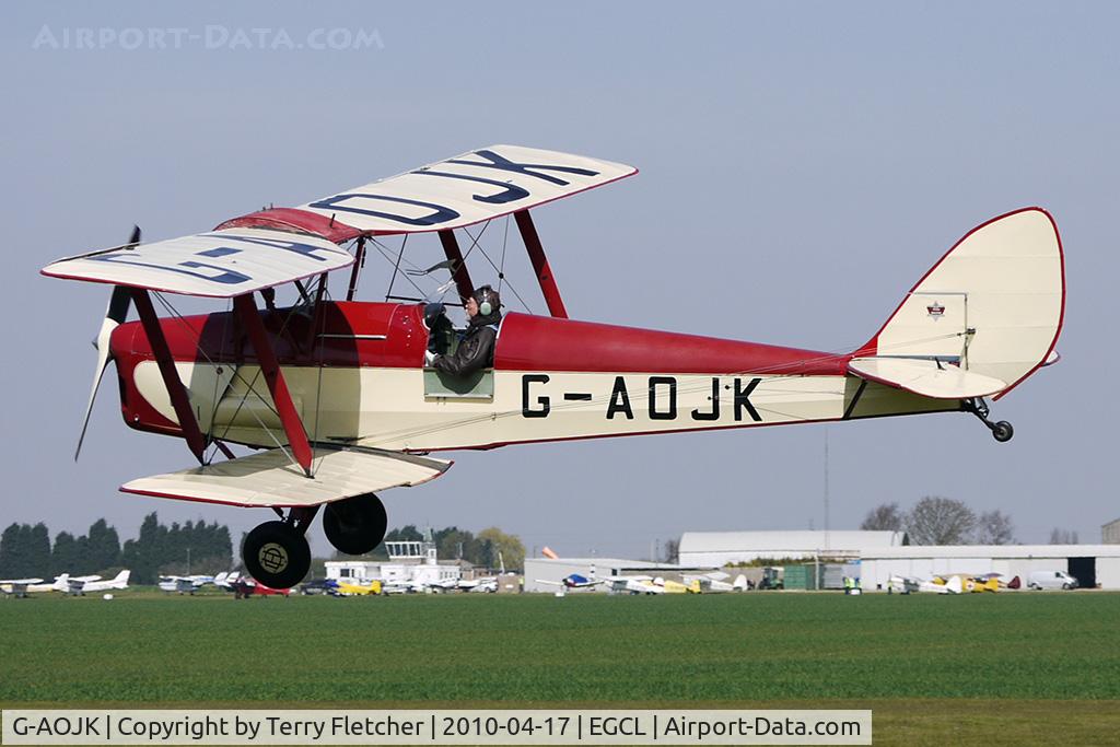 G-AOJK, 1939 De Havilland DH-82A Tiger Moth II C/N 82813, at Fenland on a fine Spring day for the 2010 Vintage Aircraft Club Daffodil Fly-In