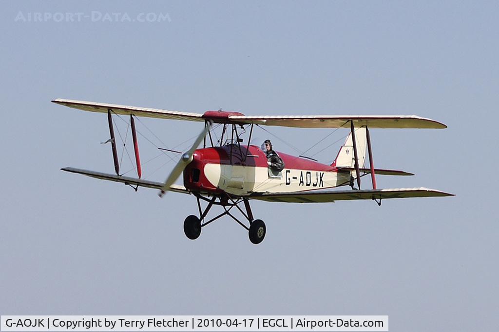 G-AOJK, 1939 De Havilland DH-82A Tiger Moth II C/N 82813, at Fenland on a fine Spring day for the 2010 Vintage Aircraft Club Daffodil Fly-In