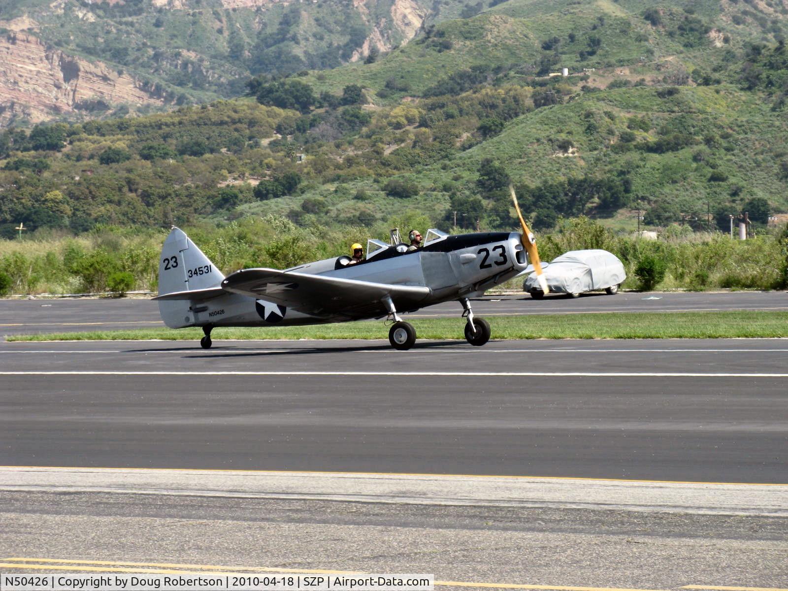 N50426, 1943 Fairchild M-62A-3 Cornell II C/N T43-5197, 1943 Fairchild M-62A CORNELL, Fairchild Ranger 6-440C-5 200 Hp inverted inline, landing roll Rwy 22
