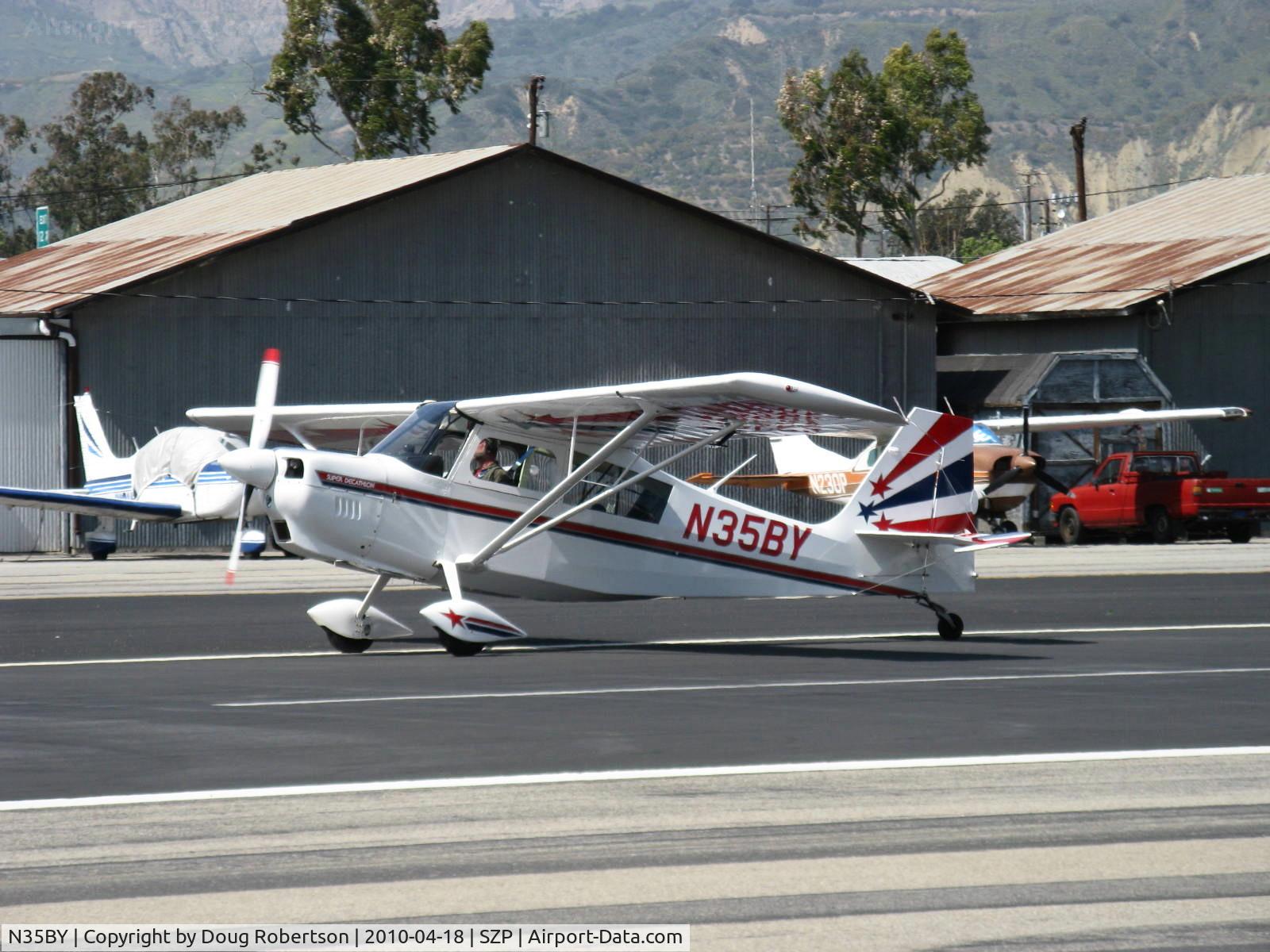 N35BY, 2005 American Champion 8KCAB Super Decathlon C/N 998-2005, 2005 American Champion 8KCAB SUPER DECATHLON, Lycoming AEIO-360-H1B 180 Hp, CS prop, near symmetrical airfoil, landing roll Rwy 22