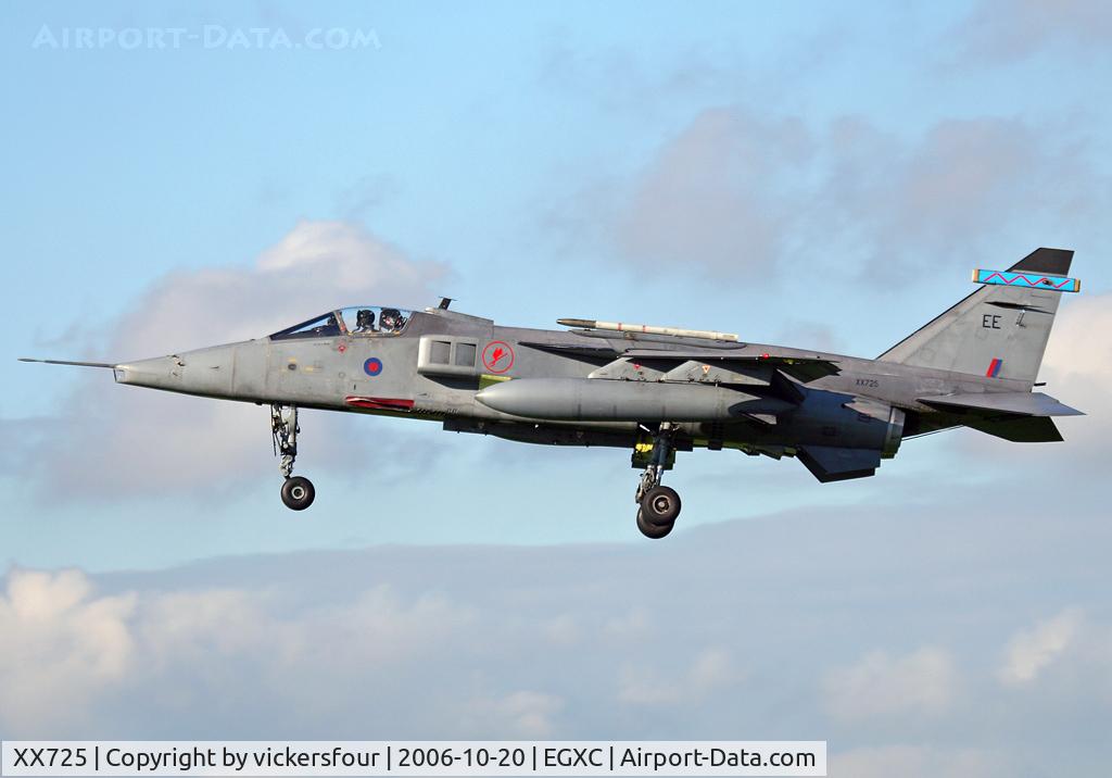 XX725, 1974 Sepecat Jaguar GR.1 C/N S.22, Royal Air Force Jaguar GR3A (c/n S22). Operated by 6 Squadron, coded 'EE'.