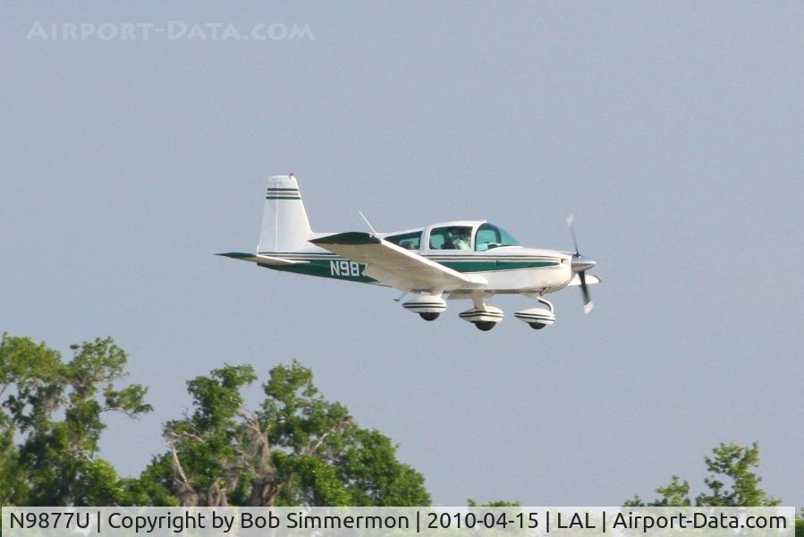 N9877U, 1976 Grumman American AA-5A Cheetah C/N AA5A0277, Arriving at Lakeland, FL during Sun N Fun 2010.