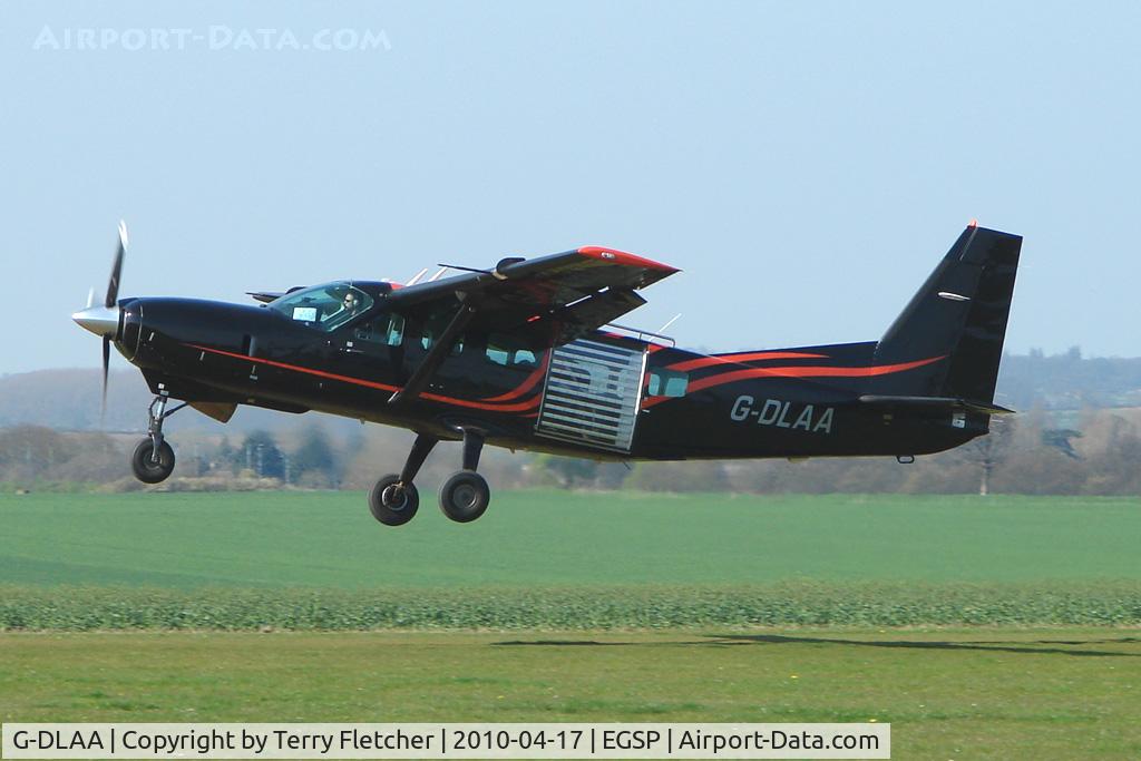 G-DLAA, 2003 Cessna 208 Caravan I C/N 20800367, Cessna Caravan takes off with skydivers on a pleasant day at Peterborough Sibson