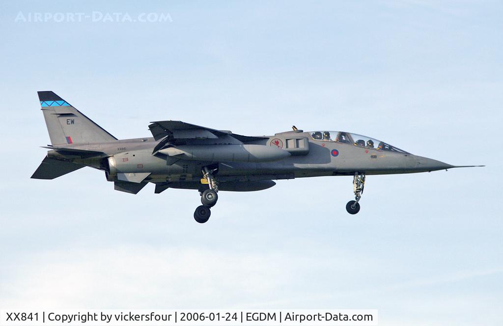 XX841, 1975 Sepecat Jaguar T.4 C/N B.29, Royal Air Force Jaguar T4 (c/n B29). Operated by QinetiQ in 6 Squadron markings, coded 'EW'.
