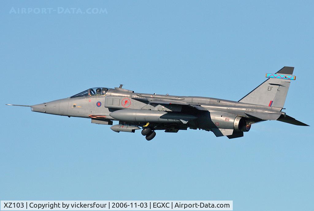 XZ103, 1976 Sepecat Jaguar GR.3A C/N S.104, Royal Air Force. Operated by 6 Squadron, coded 'EF'.