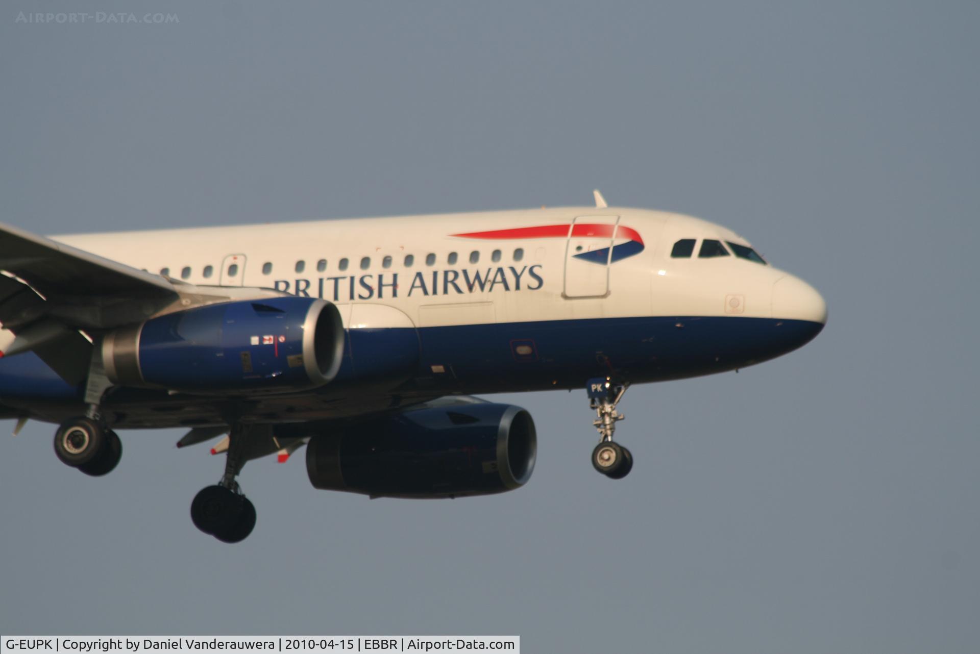 G-EUPK, 2000 Airbus A319-131 C/N 1236, Arrival of flight BA388 to RWY 02