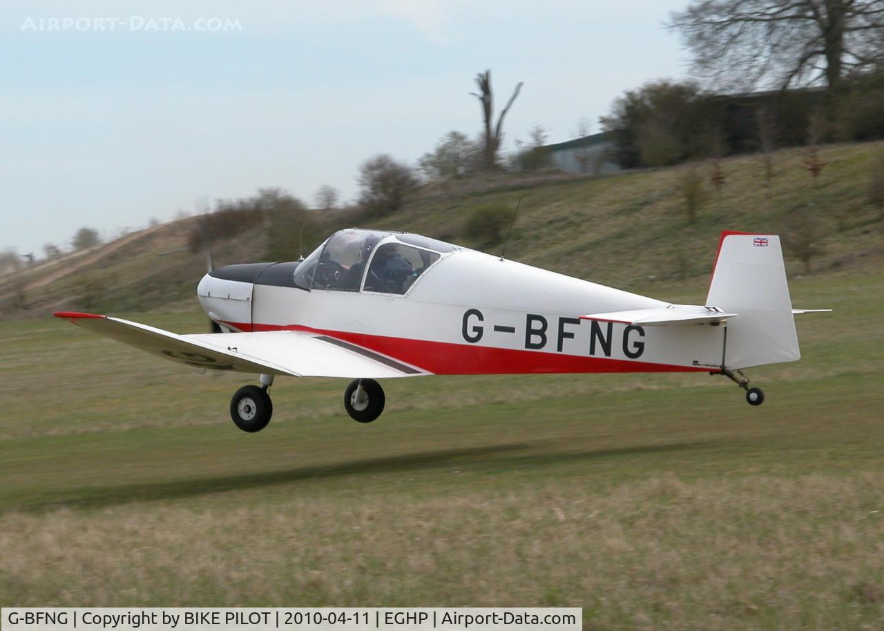 G-BFNG, 1966 Jodel D-112 C/N 1321, ABOUT TO TOUCH DOWN RWY 03. JODEL FLY-IN 2010-04-11