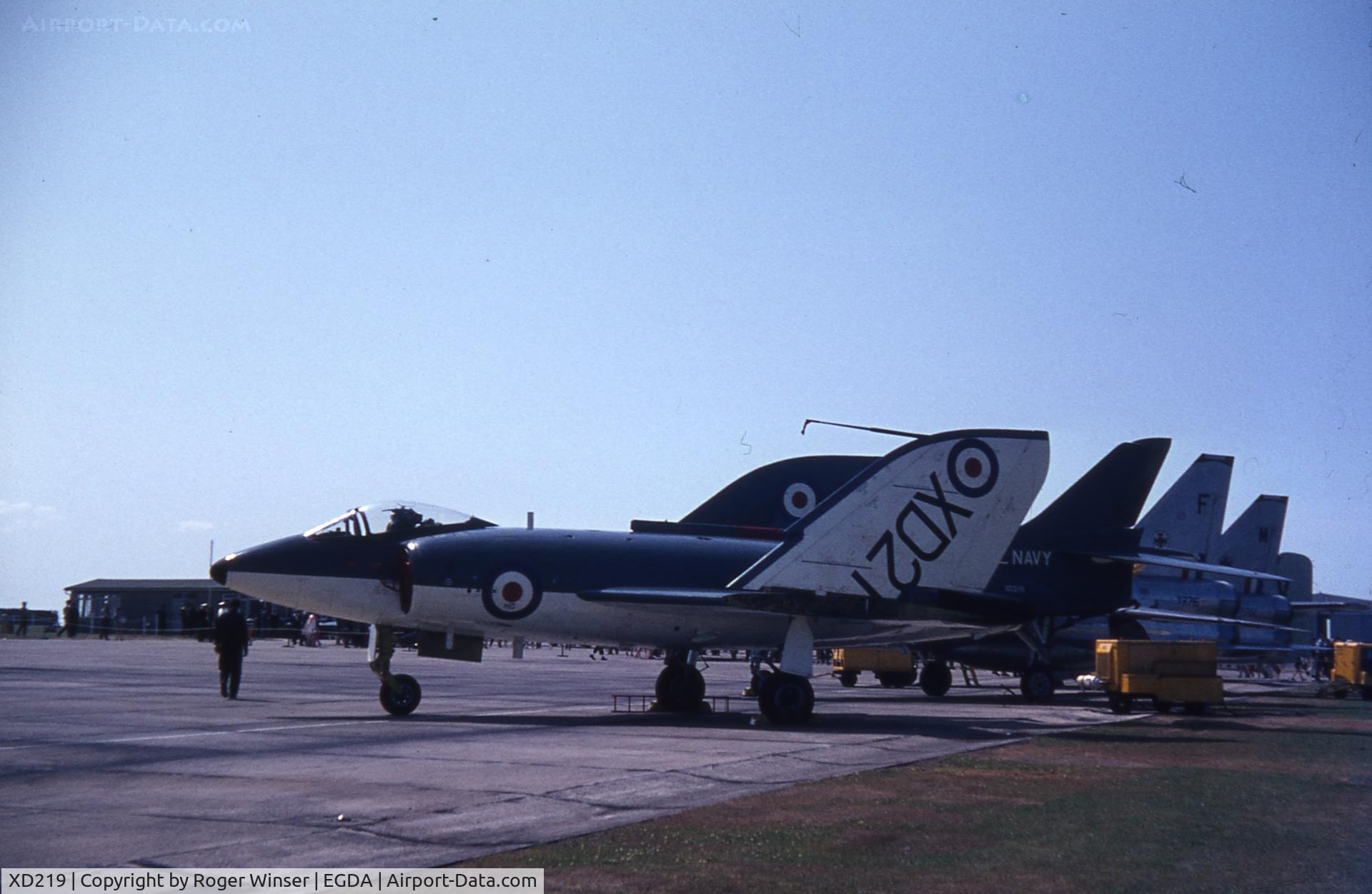 XD219, Supermarine Scimitar F.1 C/N Not found XD219, Scimitar operated by the Maintenance Test Pilots School based at RNAS Brawdy, Wales, UK. 1969 Brawdy Naval Air Day.