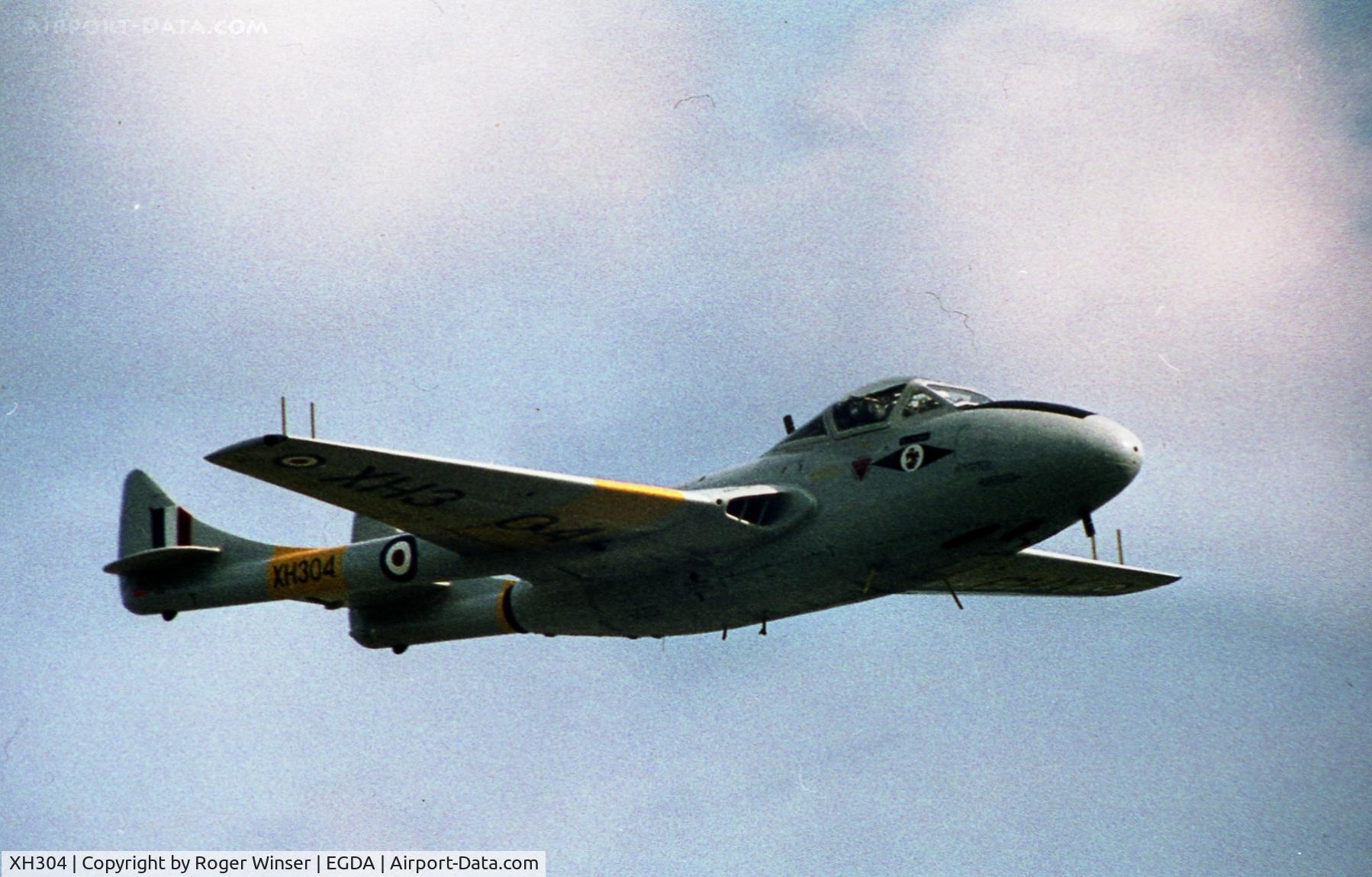XH304, 1955 De Havilland DH-115 Vampire T.11 C/N 15658, Vampire of the RAF's Vintage Pair at a RAF Brawdy Air Show, Wales, UK in the early 1980's.