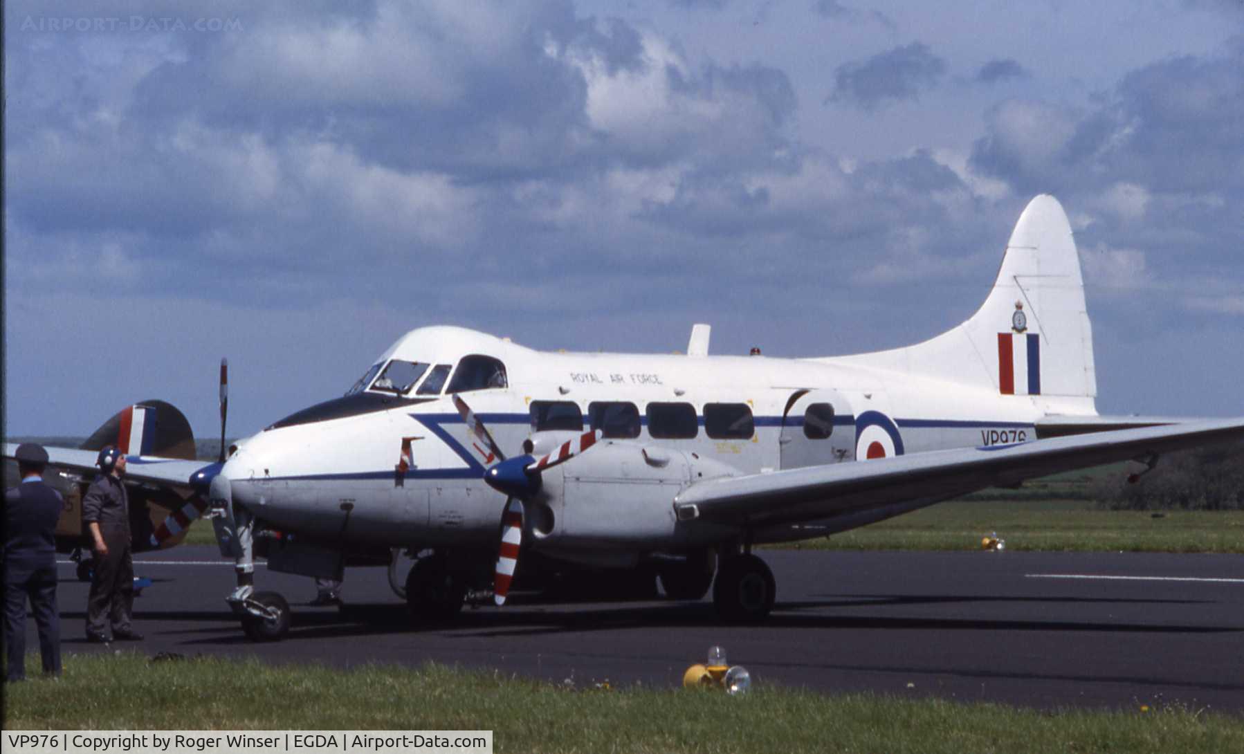 VP976, De Havilland DH-104 Devon C.2 C/N 04259, On display at a RAF Brawdy Air Day, Wales, UK in the early 1980's