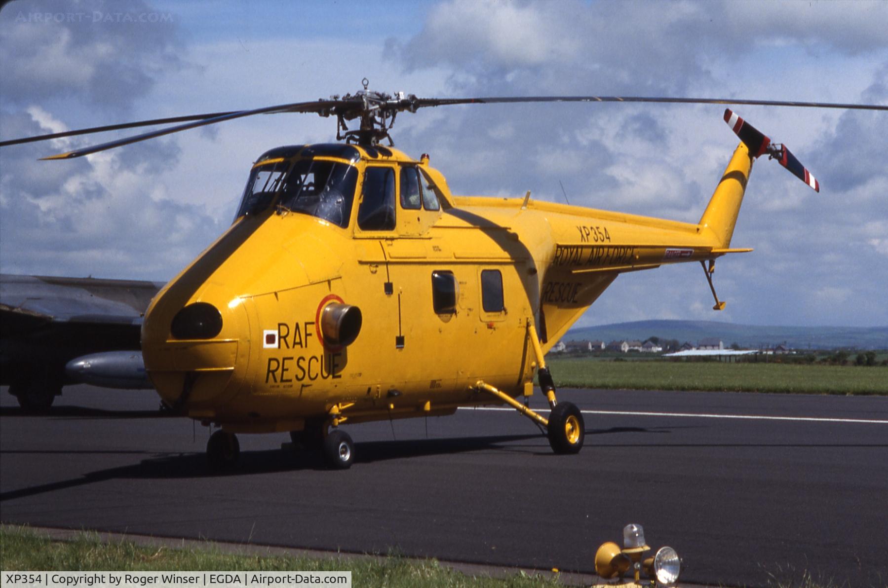 XP354, 1962 Westland Whirlwind HAR.10 C/N WA370, Whirlwind of Brawdy based D Flight, 22 Squadron RAF on display at a RAF Brawdy Air Day, Wales, UK in late 1970's/early 1980's.