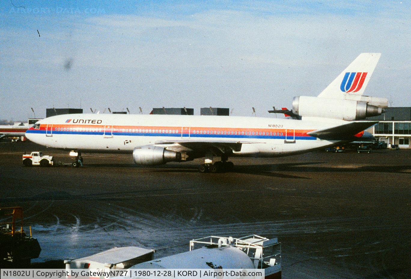 N1802U, 1971 McDonnell Douglas MD-10-10F C/N 46601, Pushback at KORD>