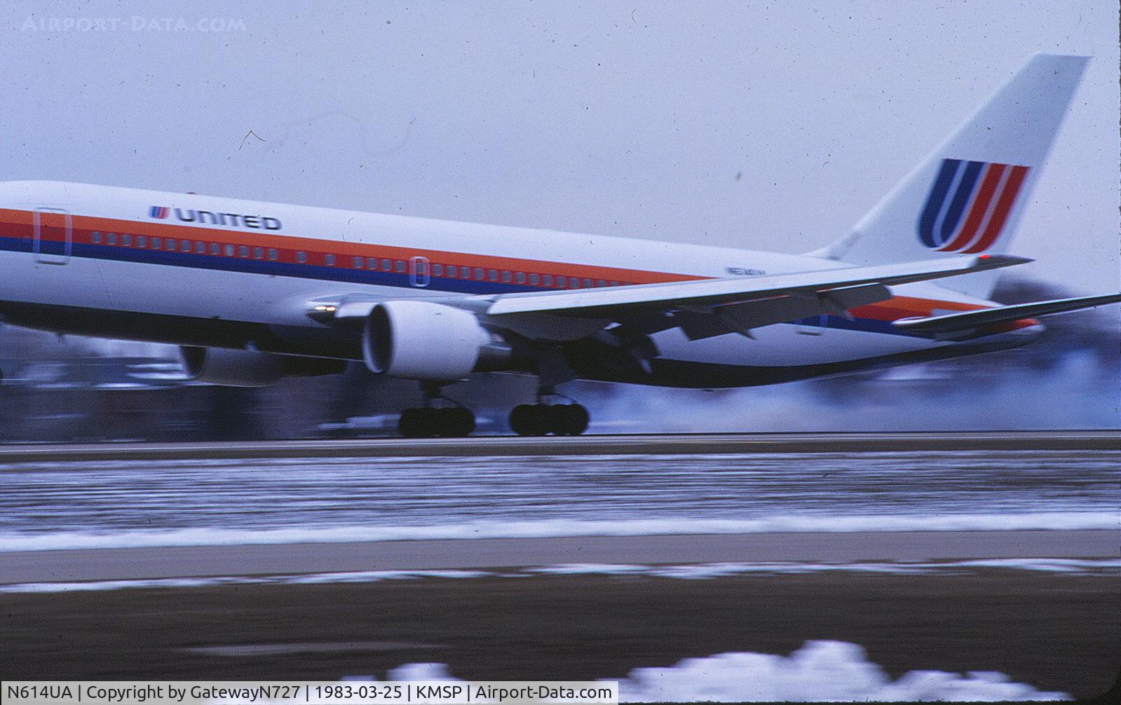 N614UA, 1983 Boeing 767-222 C/N 21875, A brand new 767-222 touches down on rwy 29R.