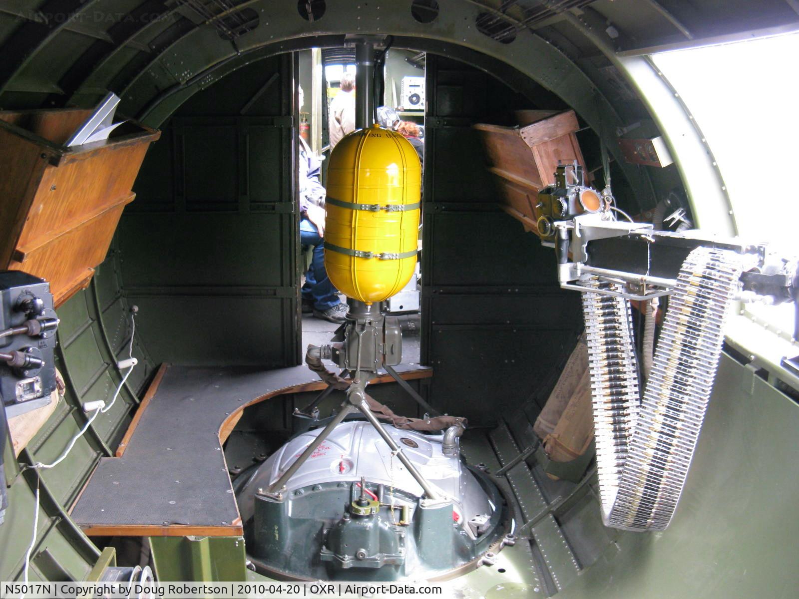 N5017N, 1944 Lockheed/Vega (Boeing) B-17G-105-VE Flying Fortress C/N 8649, 1944 Boeing B-17G Flying Fortress 'Aluminum Overcast' , aviator's breathing oxygen (yellow) bottle and ventral machine gun Sperry electric ball  turret below. This oxygen for the Sperry ball turret operator/gunner only.